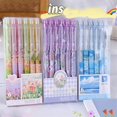 thumbnail image 2 of Bolígrafos neutros borrables con diseño de paisaje de flores, gomas de borrar Kawaii con bolígrafo de Gel, papelería Coreana para la escuela y la Oficina, 6 piezas, 2 of 4