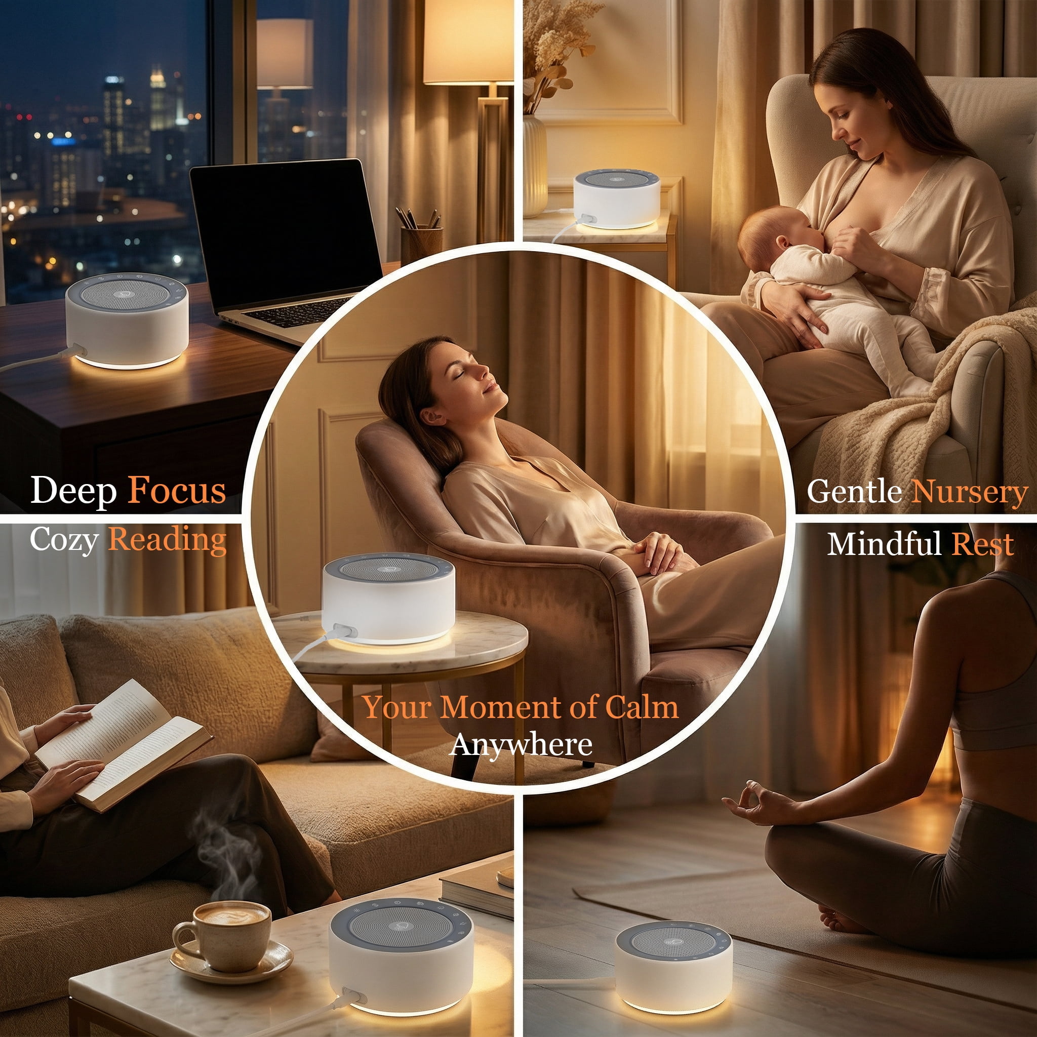 Kipcush 30 Soothing Sounds White Noise Machine with Night Light and Timer for Babies and Adults White