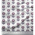thumbnail image 1 of Soimoi Moss Georgette Fabric Leaves & Floral Block Print Fabric by Yard 42 Inch Wide, 1 of 3
