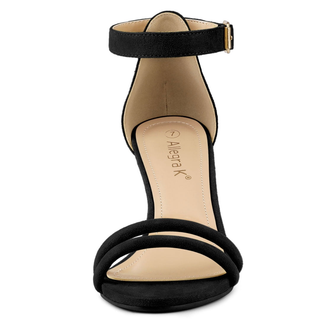 DARING DIVA Women's Kitten Heel Ankle Strap Sandals for Fashionable Occasions Black 8.5