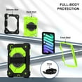 thumbnail image 3 of Case for iPad mini 6th Gen 8.3" 2021, Rugged Shockproof Case with Crossbody Strap & Pencil Holder [360° Rotating Hand Strap] & Stand, Case for iPad mini 7th (A17 Pro) 2024 8.3", Black+Olive, 3 of 10