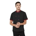 thumbnail image 2 of TOPTIE Short Sleeve Chef Coat Jacket Black Lightweight Button Chef Uniform, 2 of 9