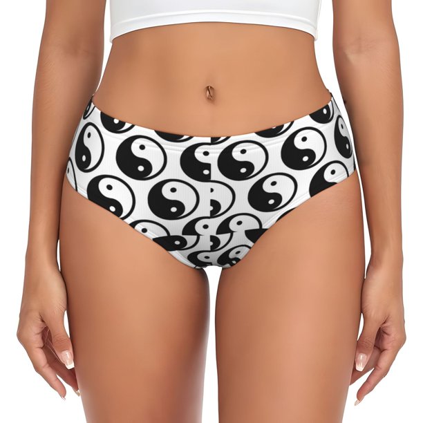 Fotbe Yin Yang Calzones Estampados para Mujer – Ropa Interior de Algodón, Cómoda, Suave y Elástica-XX-Large
