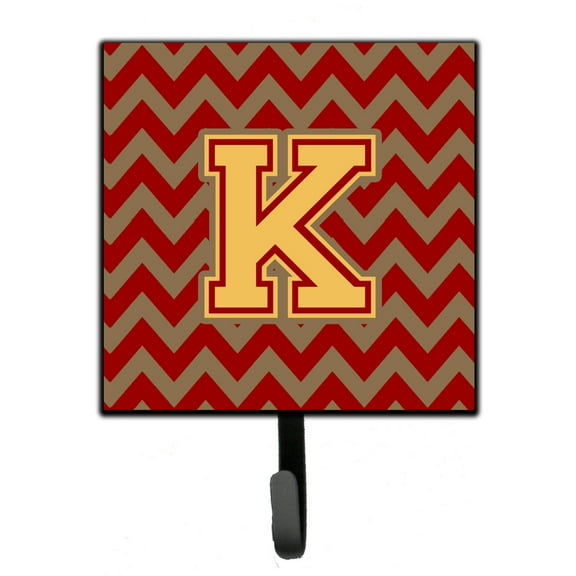 Letter K Chevron Garnet and Gold  Leash or Key Holder