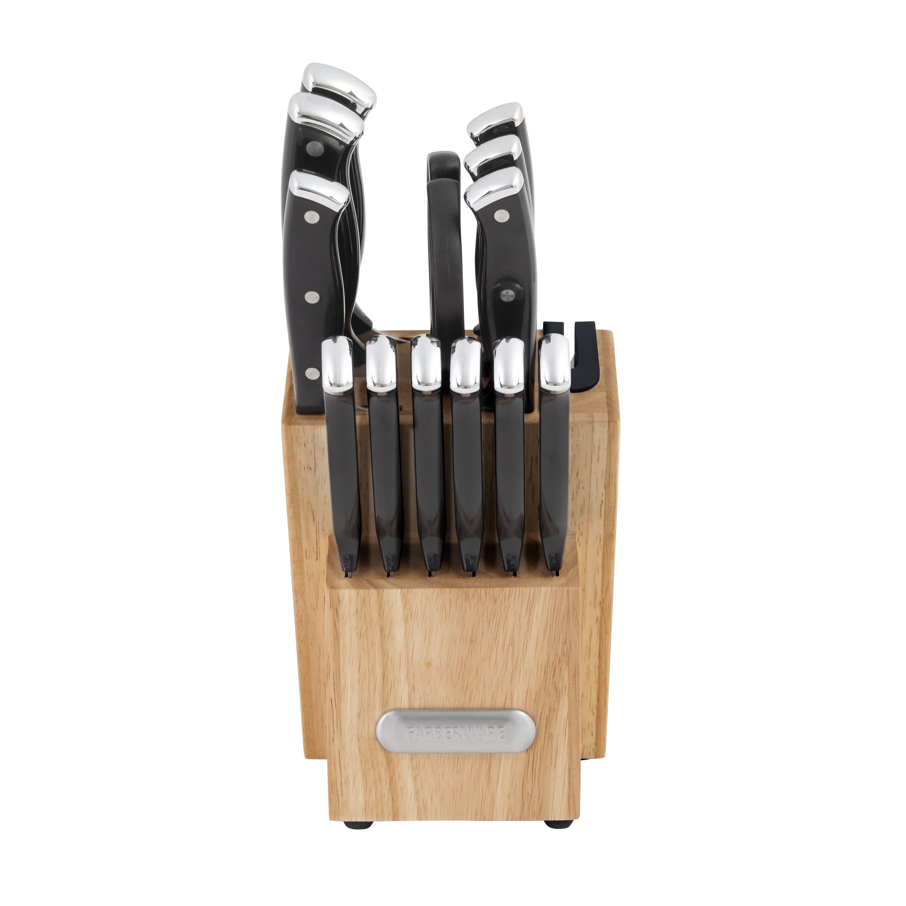 Farberware Edgekeeper Triple Riveted Knife Block Set with Built in Sharpener 14piece in Black