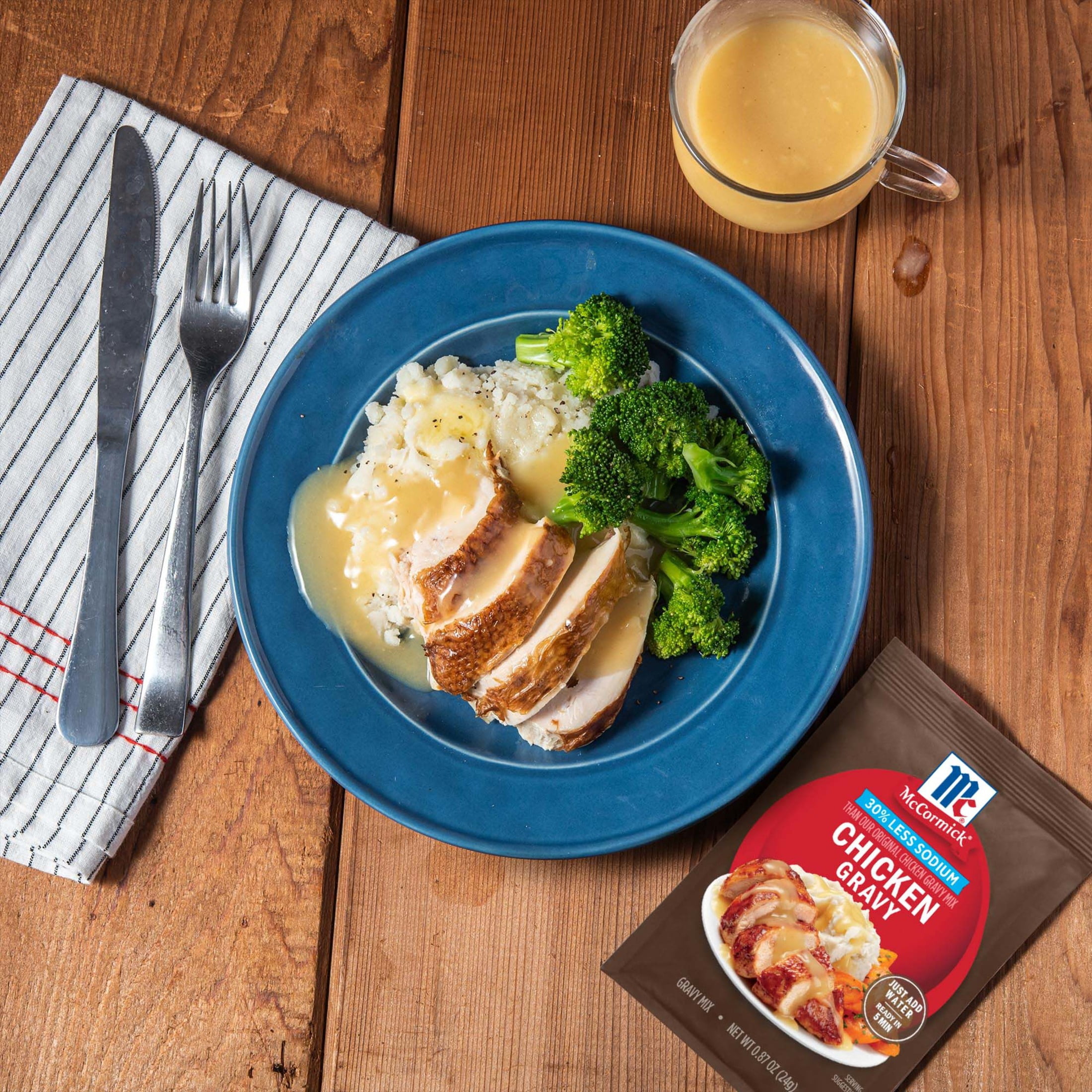 (4 pack) McCormick 30% Less Sodium Chicken Gravy Mix, 0.87 oz Packet