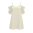 thumbnail image 4 of YueHuiYing Women's Solid Color Halter Neck Off-Shoulder Sleeveless Bodycon Mini Dress Casual Fashion Sexy Summer Party Club Nightout Short Dress, 4 of 5