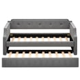 thumbnail image 4 of Tcbosik Twin Size Upholstered Daybed with Trundle, Sofa Bed with Button Tufted Back for Bedroom, Guest Room, Wood Slats Support, No Box Spring Needed, Gray, 4 of 8