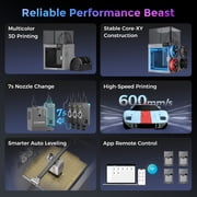Flashforge Creator 5 Pro 3D Printer, 4-Nozzle Multi-Color & Multi-material Printer, Zero Purge Waste for Multi-Scenario