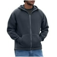 thumbnail image 2 of Aobny Full Zip Mens Hawaiian Shirt Gray Hoodie Sherpa Hooded Shirt Men Sweatshirt,XL, 2 of 9