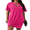 Rose Red, variant on Women's Casual Summer Short Sleeve Twist Knot Front T Shirt Loose Mini Tee Shirt Dress S-2XL