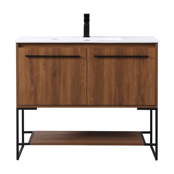 40 inch Single Bathroom Vanity in Walnut Brown