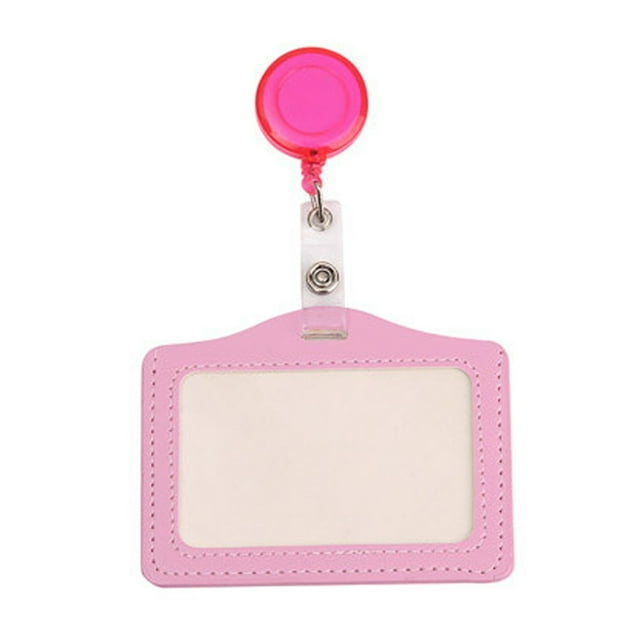 Porte-badges d'Identité en Cuir PU avec Moulinet Rétractable, Pochettes Horizontales pour Cartes de Nom, Conception Durable à Clipser pour le Travail/événements (Jaune/1 Pce) 4,06 X 3,15 Pouces