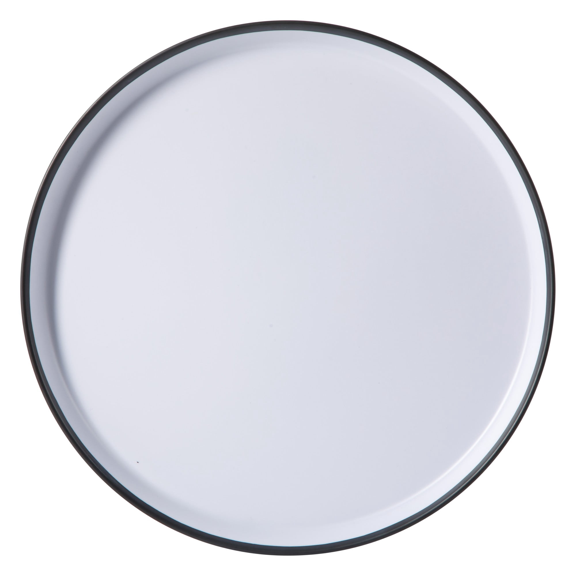 Gibson Home Folsom Shores 12 Piece Unbreakable Modern Melamine Plates and Bowls Dinnerware Set - Outdoor, Camping, & Everyday Use - White W/ Black Rim