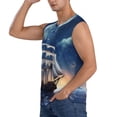 thumbnail image 3 of Fotbe Moonlit Night Sea Sailboat Men's Camiseta sin Mangas Estampada para Hombres, Playera Casual para Gimnasio, Entrenamiento, Playa-Small, 3 of 7
