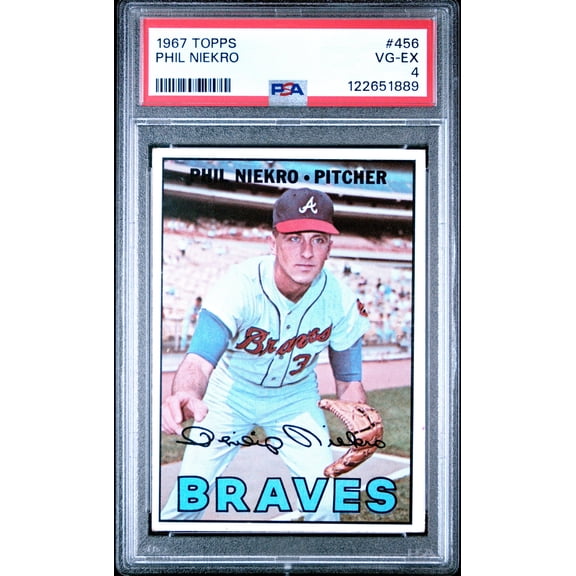 Graded 1967 Topps Phil Niekro #456 Baseball Card PSA 4 Very Good