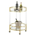 thumbnail image 2 of Royal Crest Two-Tier Acrylic Round Bar Cart in Clear Glass with Gold Metal Frame, 2 of 6