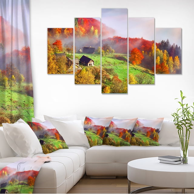 Colorful Mountain Village - Landscape Photo Canvas Art Print