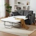 thumbnail image 5 of CHIC HOUSE Full Corduroy Pull Out Sofa Bed, Sleeper Sofa with Memory Foam Mattress & USB Charging, Convertible Loveseat Couch for Living Room, Small Spaces, Deep Gray, 5 of 9