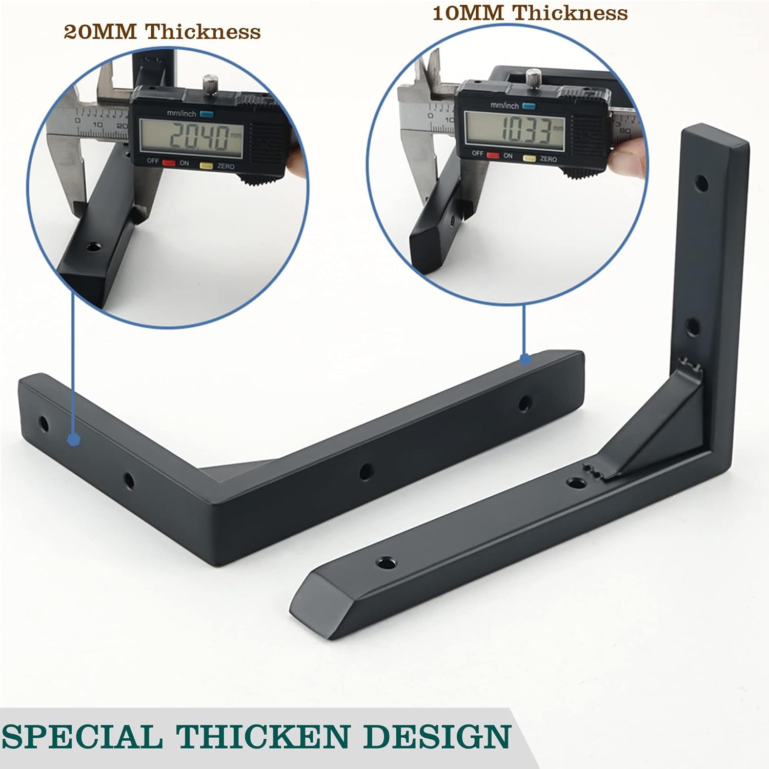 Heavy Duty 6 Inch Shelf Bracket (2-Pack) - Stainless Steel Wall Mounted Support Bracket for Shelves