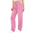 thumbnail image 7 of Women's Thermal Wide Leg Sweatpants Fleece Lined Winter Loungewear Baggy Tall High Waisted Straight Fit Pants Pink S, 7 of 7