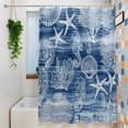 thumbnail image 3 of Navy Blue Coastal Shower Curtain, 72" x 84", Nautical Starfish Seahorse Coral Summer Waterproof Bathroom Curtain Washable Shower Curtain Set with 12 Hooks, 3 of 8