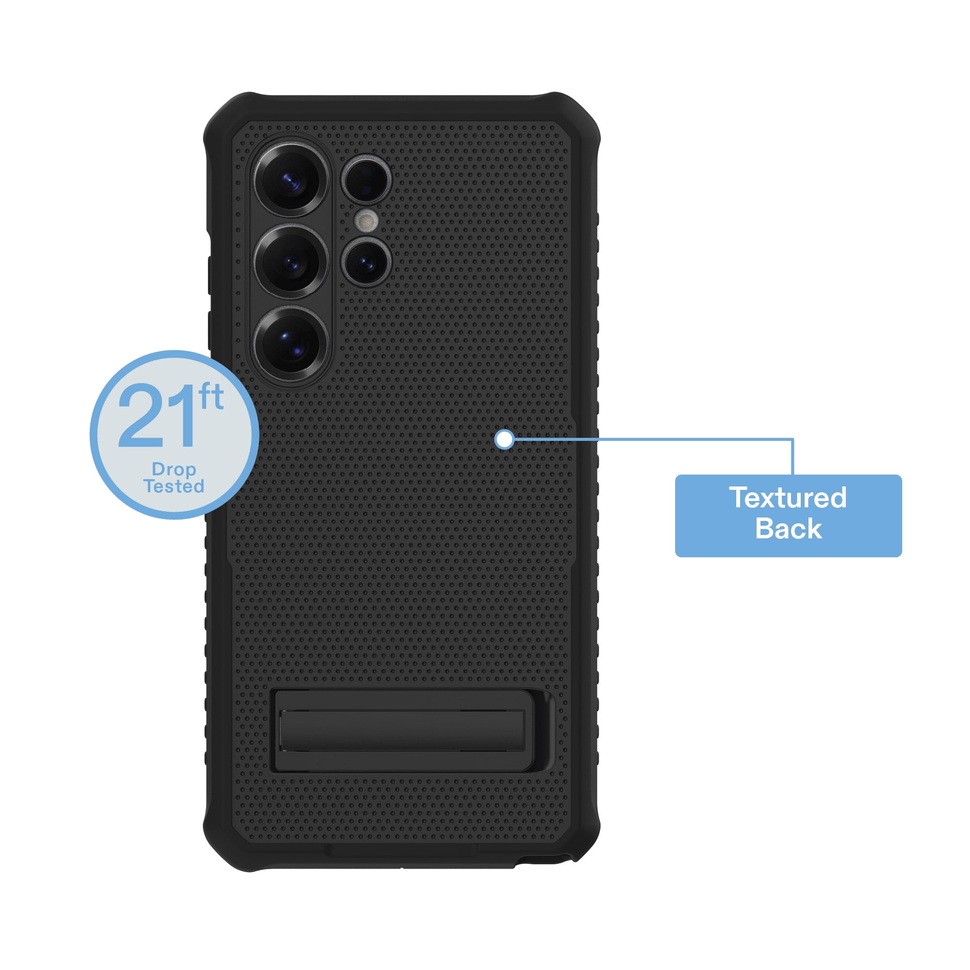 onn Rugged Phone Case with Kickstand for Samsung Galaxy S25 Ultra - Black