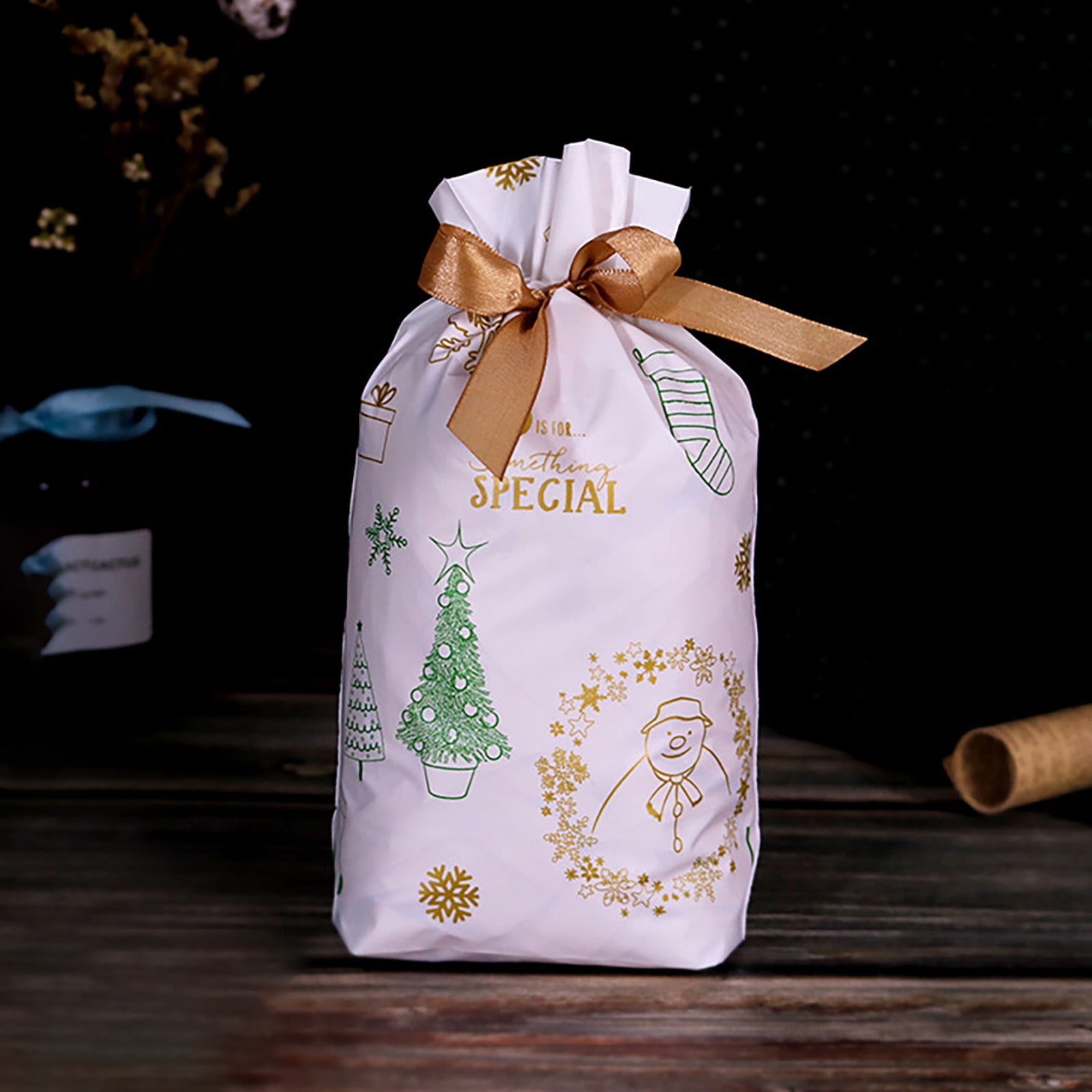 1/5Pc Christmas Sacks Reusable Drawstring Wrap Present Gift Party Bags Storage u 