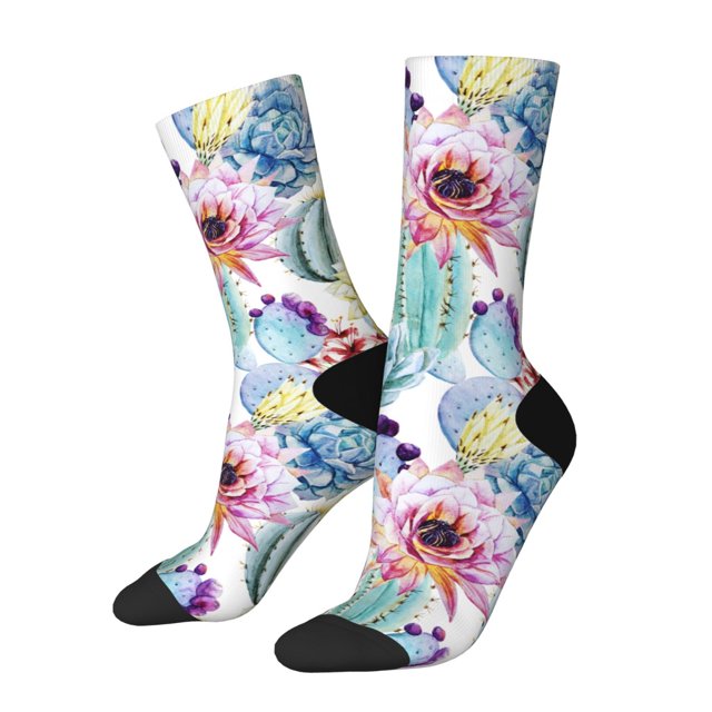 Balery Cactus Calcetas Largas con Estampado para Hombre y Mujer – Suaves y Transpirables, Talla Única (US 5-11)