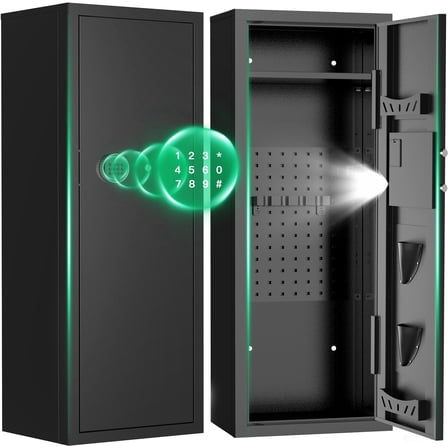 BESAFETY 12-15 Gun Cabinet, Quick Access Long Gun Safe for Home Rifles and Pistols, Large Unassembled Rifle Safe with Removable Shelves, Pegboard