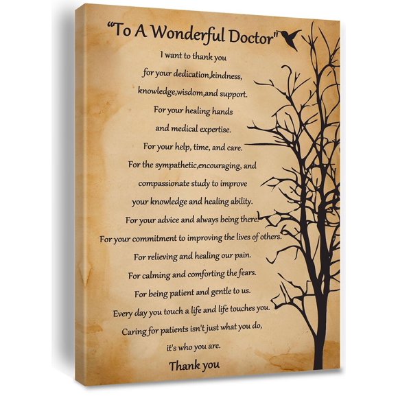 A Wonderful Doctor Poem Canvas Wall Art Poster Inspirational for Medical Professionals Home Office Living Room Decor Gift Unframed 12x18inch