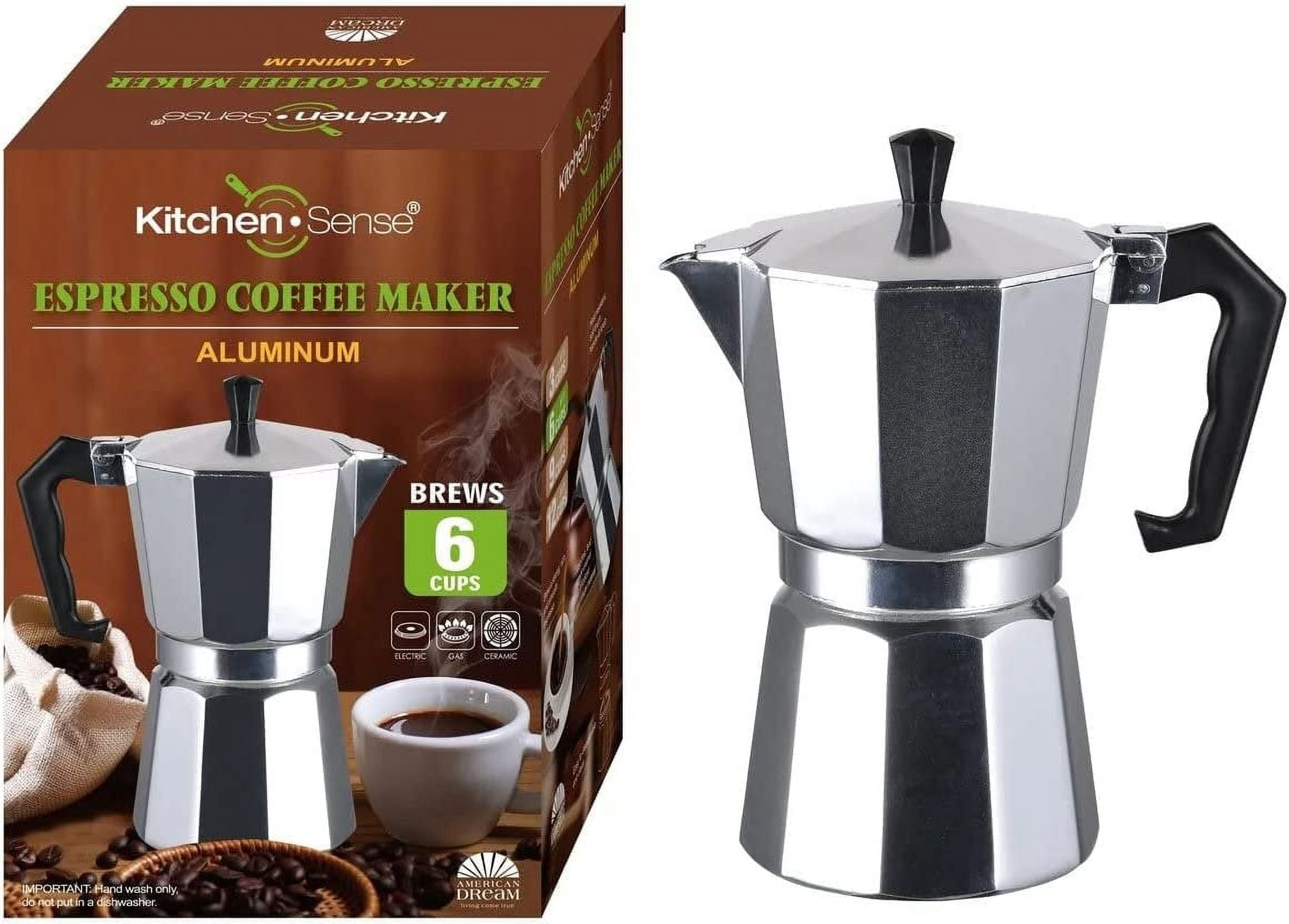 J&V TEXTILES Stovetop Espresso and Coffee Maker, Moka Pot for Classic Italian and Cuban Caf Brewing, Cafeteria, 3-Cup