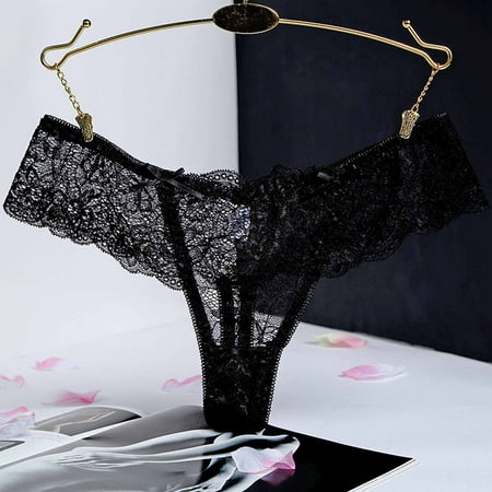 

Uorcsa Midnight Sexy Comfortable Summer Hollow Out Lace Perspective Underpants Black