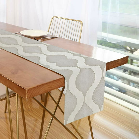 Yayeee Table Runner 70 inches Long Home Kitchen Dinning Party Decoration, Light Gray Pattern