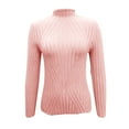 thumbnail image 5 of PiGOGI Women's Round Neck Knit Sweater Casual Solid Color Long Sleeve Base Layer Pullover Top Pink XL, 5 of 6