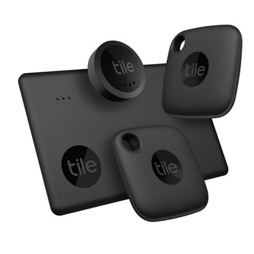 Tile Mate Essential (2022) - Bluetooth Tracker 4 Pack  Black - (2 Mate, 1 Slim, 1 Sticker)