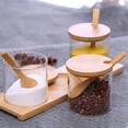 thumbnail image 4 of Frascos para condimentos con tapas y cucharas, juego de 3 frascos para especias, recipientes transparentes para almacenar condimentos, sal y pimienta, 4 of 7