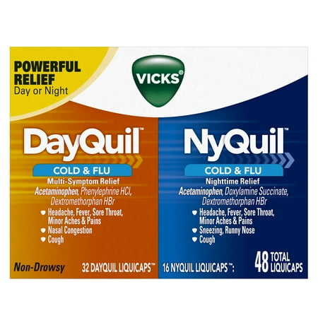 Vicks DayQuil et NyQuil Rhume et grippe secours LiquiCaps pack commodité 48 Nombre de