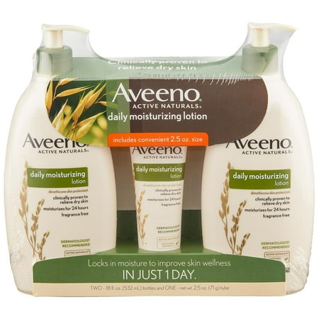 The Aveeno Daily Moisturizing Lotion (18 fl. oz., 2 pk. with 2.5 oz. Tube)