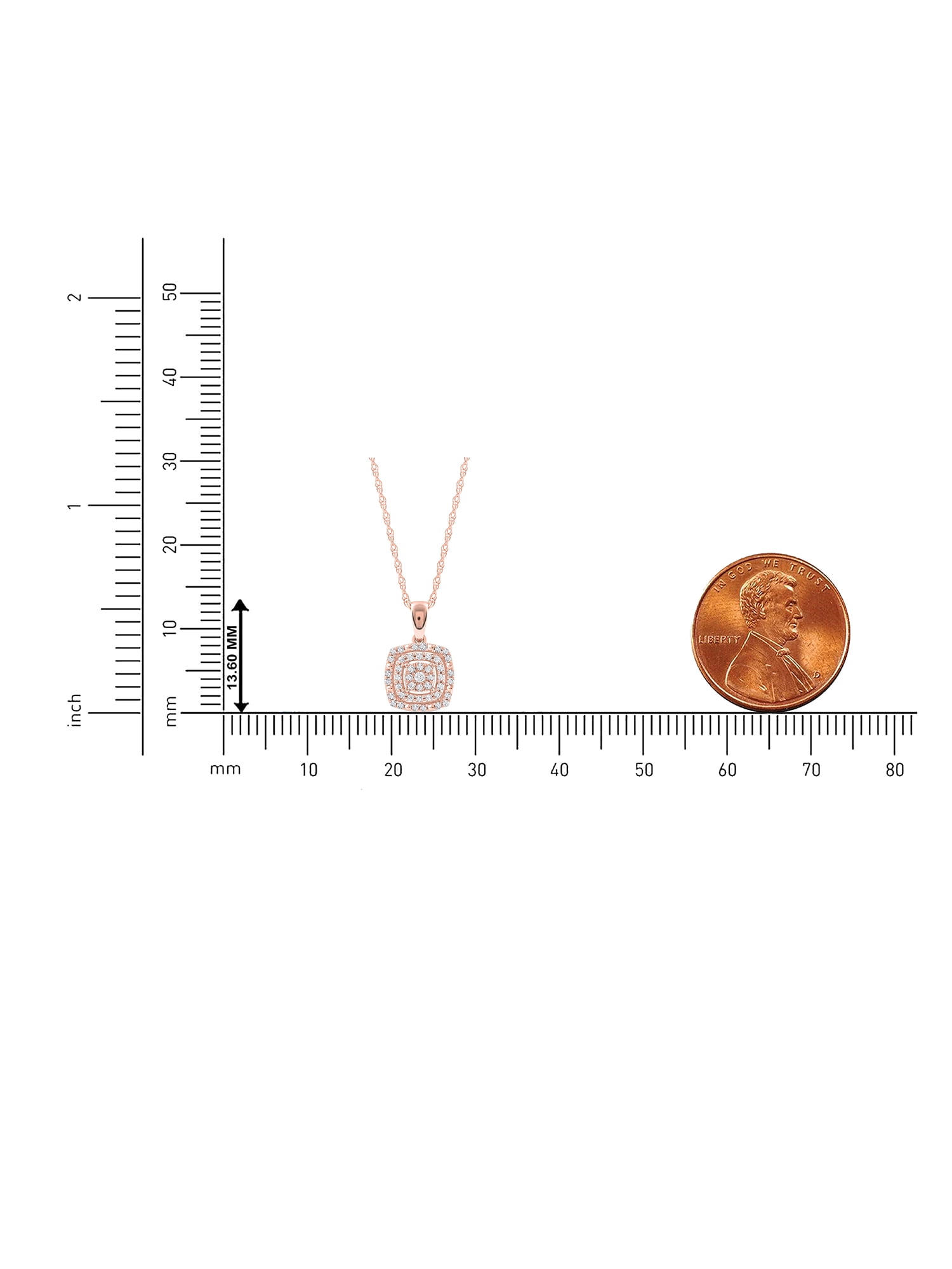 Imperial 1/8Ct TDW Diamond 10K Rose Gold Double Halo Pendant Necklace (I-J, I2)