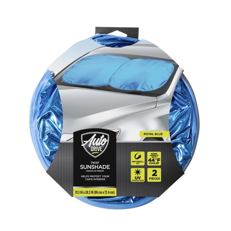 Auto Drive Blue Twist Windshield Sun Shade 31.5x28.5 inches Pair