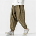 thumbnail image 2 of YUELONGHU Adult Men Casual Pants Mens Pants Retro Corduroy Haren Pants Men's Autumn and Winter Loose Casual Bunches Of Nine Quarter Pants Plus Size Trend, 2 of 9