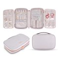 thumbnail image 1 of MODUS BAGS Travel Jewelry Organizer, Large Capacity Case for Tangle-Free Earrings, Necklaces, Rings Storage (Light Gray Vegan Leather, Rose Gold Hardware, Gift Box), 1 of 2