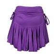 thumbnail image 3 of YM YOUMU Women Drawstring Ruched Ruffle Latin Dance Skirt Irregular Ballroom Samba Chacha Tango Mini Skater Skirt, 3 of 3