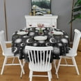 thumbnail image 2 of Black White Sun Moon Face Star Pattern Round Tablecloth 60"x60",Wrinkle Wipeable Table Cloth for Kitchen Dining Room Picnic Patio Party, 2 of 6