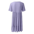 thumbnail image 6 of Women Casual Fashion Solid Color V Neck Short Sleeve Shirt Dress Swing Dress with Buttons T Shirts for Dress Women Dresses Casual Midi Shirt Dress Mature Womens Dresses Summer Mini Dress T Shirt, 6 of 6