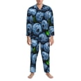 thumbnail image 3 of Fotbe Fresh Blueberries Pattern Long Sleeve Pajama Set for Men,Sleepwear Set,2-piece Loungewear Set,Soft PJs Comfy Nightwear with Pockets-X-Large, 3 of 7