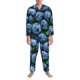 thumbnail image 3 of Balery Fresh Blueberries Pijama para Hombre de Dos Piezas con Manga Larga, Conjunto de Dormir y Descanso Suave con Bolsillos-Large, 3 of 7