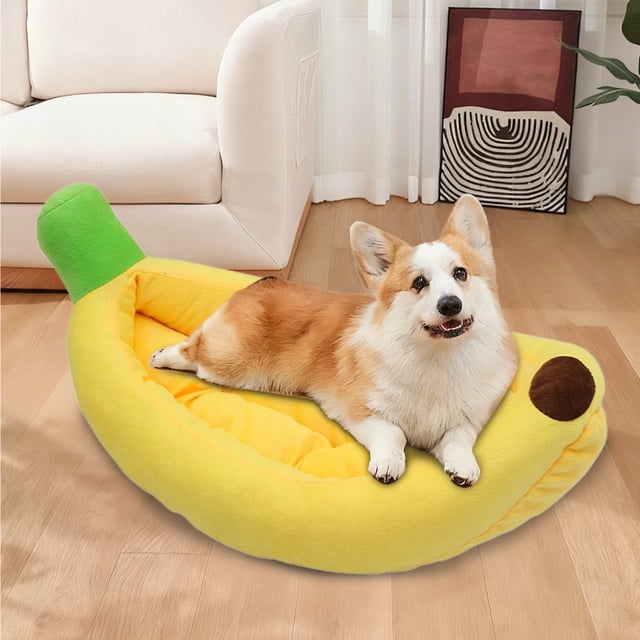 Canapé-lit pour Chien en Forme de Banane, Détachable, Chaud, Confort Toutes Saisons