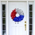 thumbnail image 3 of Ouuluon 4th of July Patriotic Simulation Wreath, Red White and Blue Door Hanging Decor for Independence Day Memorial Day Labor Day Indoor Outdoor, 3 of 8
